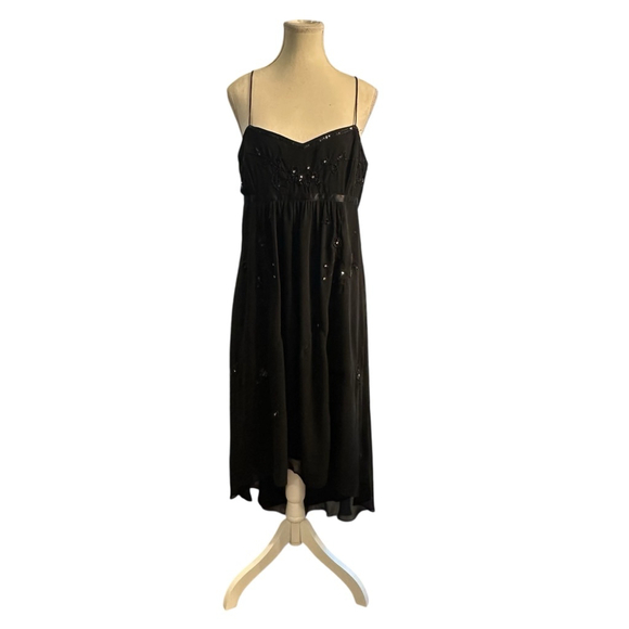 Y2K Black Chiffon Beaded Midi Dress - Picture 4 of 9